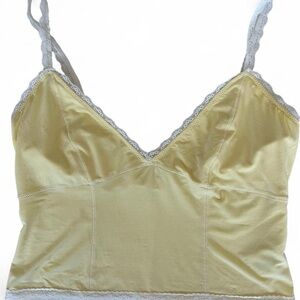 Guizio Yellow Lace Trim Camisole
